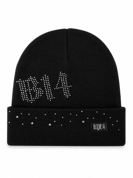 GORRO BEANIE CON EL LOGO B14 CON BRILLANTES – BLOQUE 14